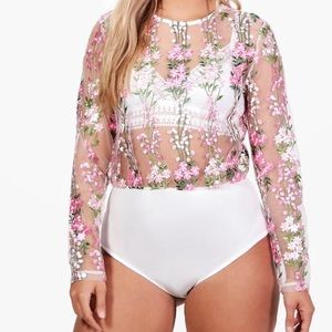 Embroidered Plus Size Body Suit Brand New
